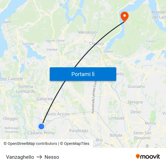 Vanzaghello to Nesso map