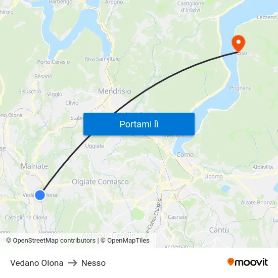 Vedano Olona to Nesso map