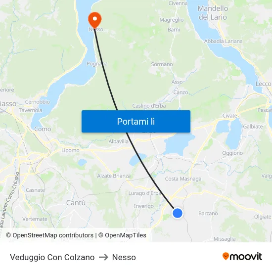 Veduggio Con Colzano to Nesso map