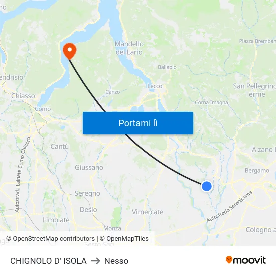 CHIGNOLO D' ISOLA to Nesso map