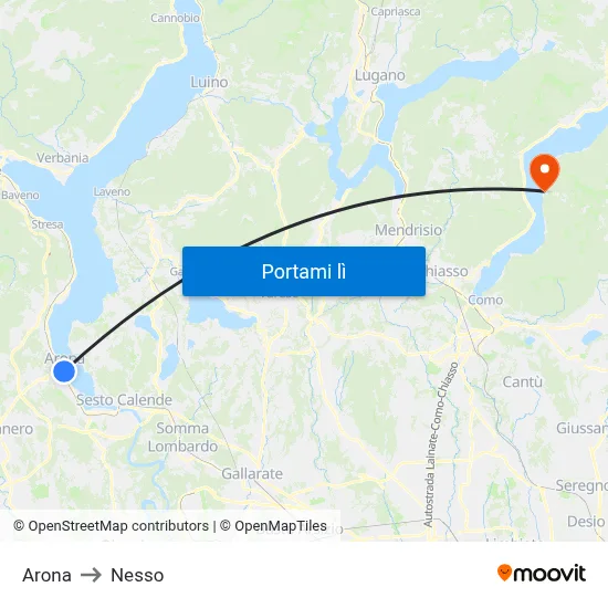 Arona to Nesso map