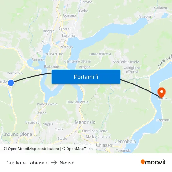 Cugliate-Fabiasco to Nesso map