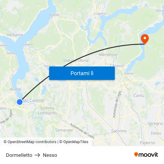 Dormelletto to Nesso map