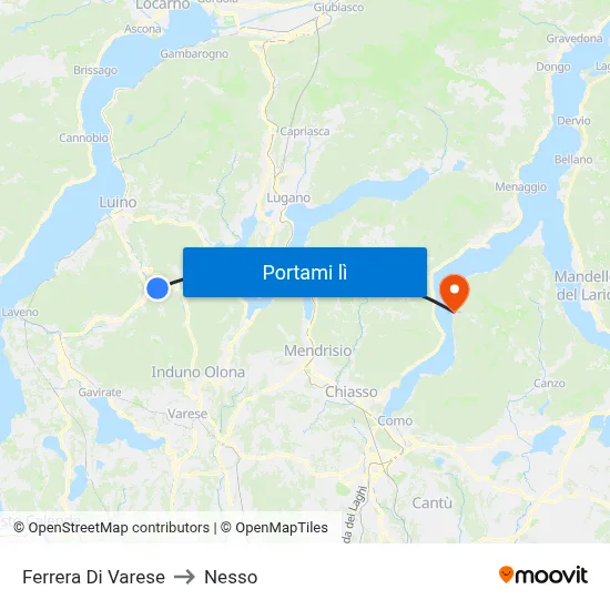 Ferrera Di Varese to Nesso map