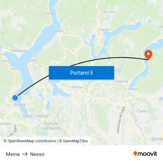 Meina to Nesso map