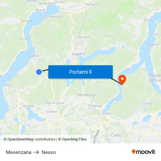 Mesenzana to Nesso map