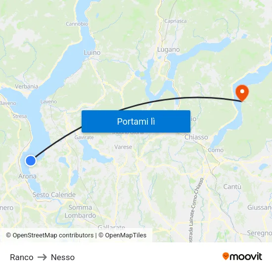 Ranco to Nesso map