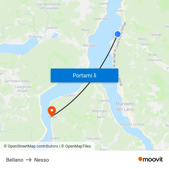 Bellano to Nesso map