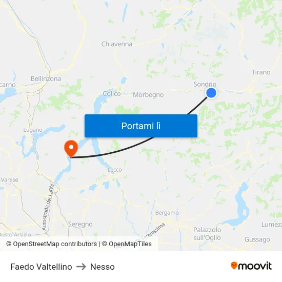 Faedo Valtellino to Nesso map