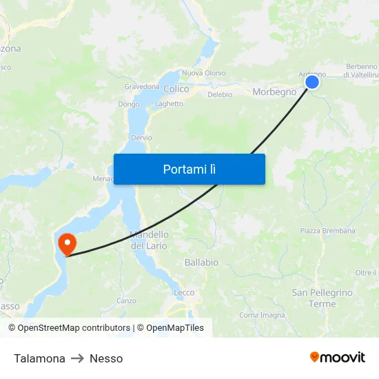 Talamona to Nesso map