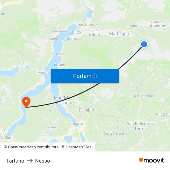 Tartano to Nesso map