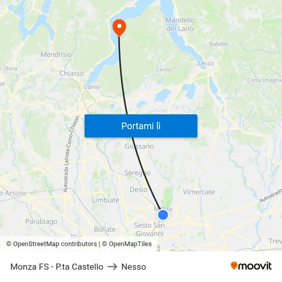 Monza FS - P.ta Castello to Nesso map