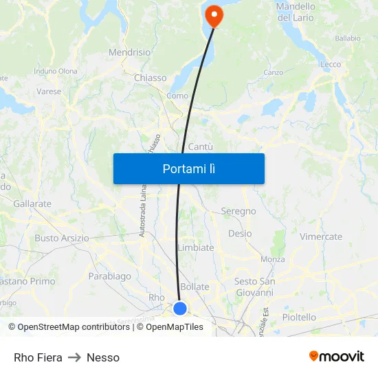 Rho Fiera to Nesso map