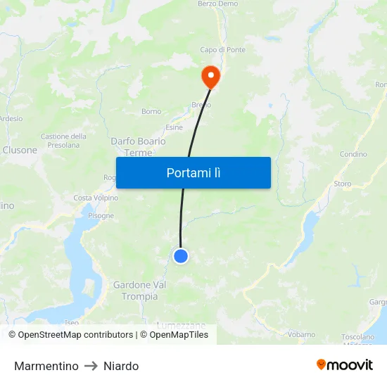 Marmentino to Niardo map