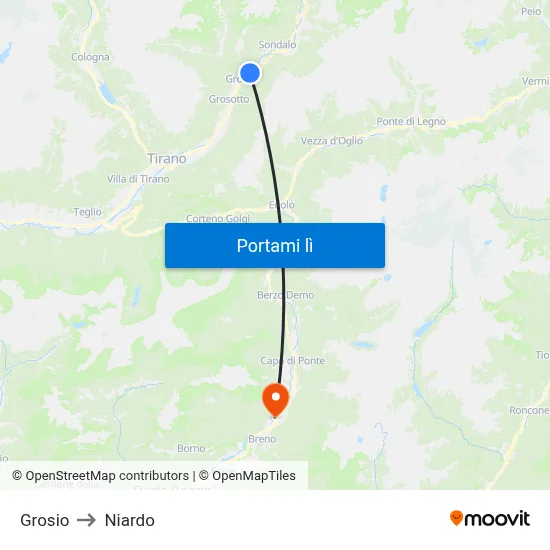Grosio to Niardo map