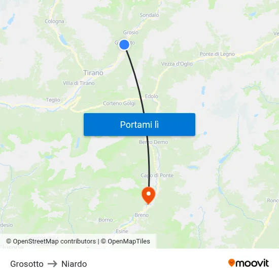 Grosotto to Niardo map