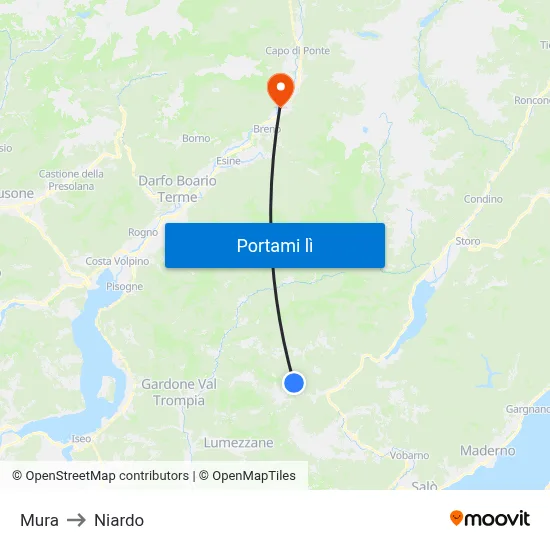 Mura to Niardo map