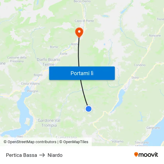 Pertica Bassa to Niardo map