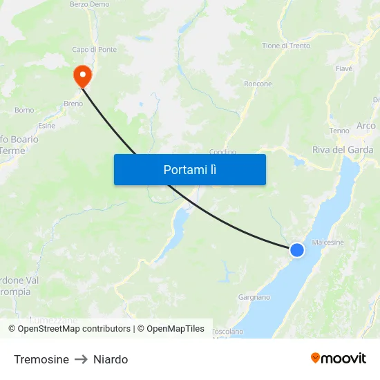 Tremosine to Niardo map