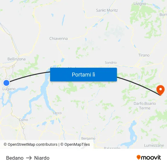 Bedano to Niardo map