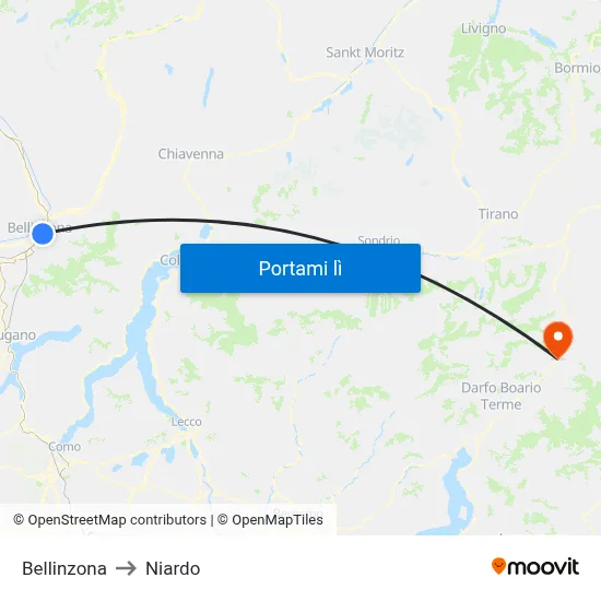 Bellinzona to Niardo map