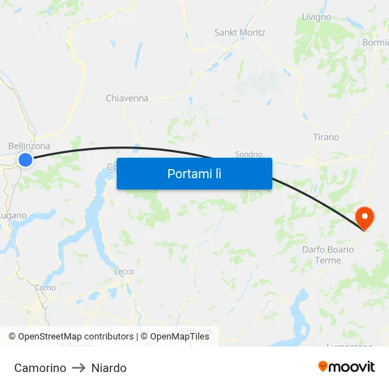 Camorino to Niardo map