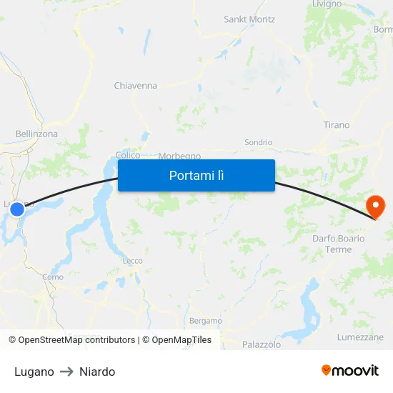 Lugano to Niardo map