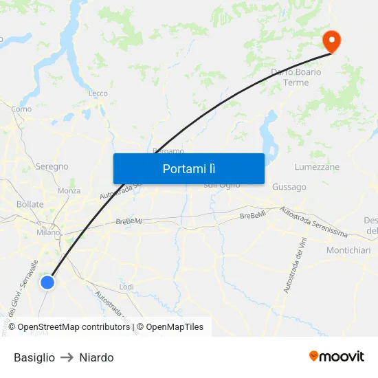 Basiglio to Niardo map