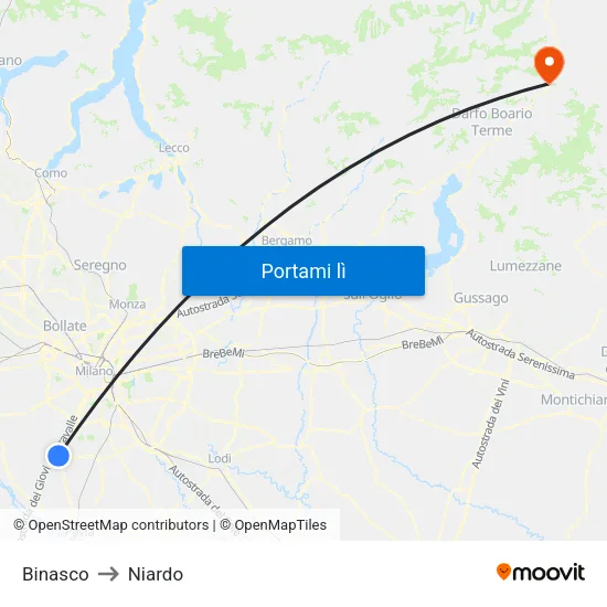 Binasco to Niardo map