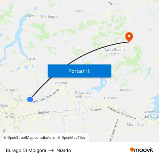 Burago Di Molgora to Niardo map
