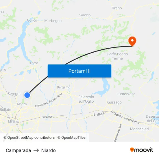Camparada to Niardo map