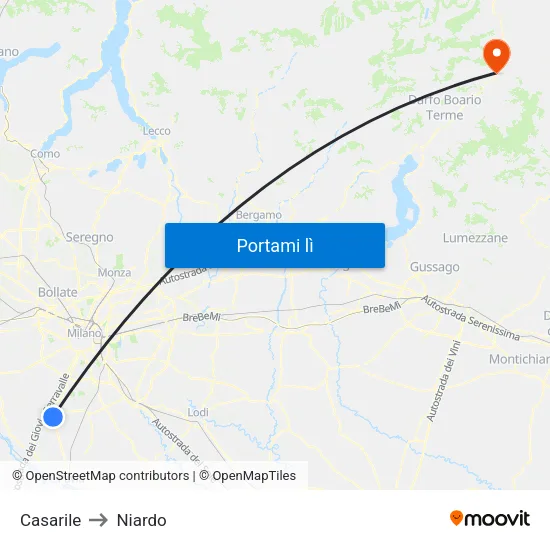 Casarile to Niardo map