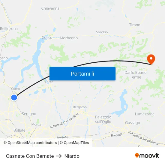 Casnate Con Bernate to Niardo map