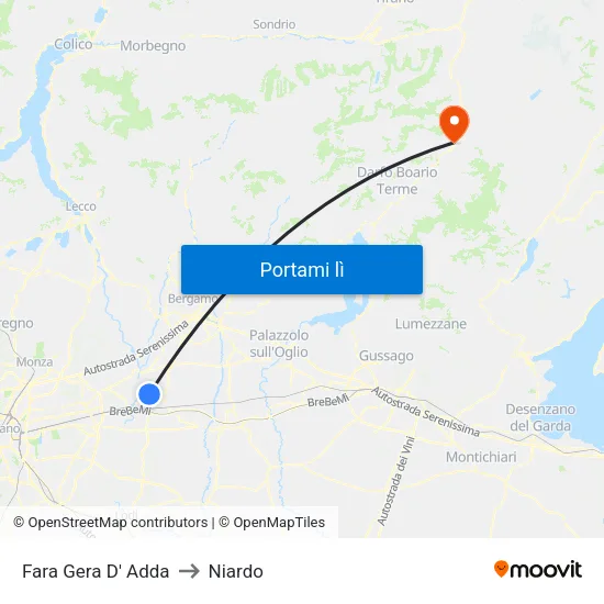 Fara Gera D' Adda to Niardo map