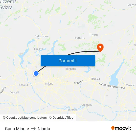 Gorla Minore to Niardo map