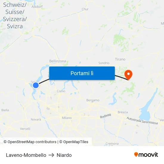 Laveno-Mombello to Niardo map