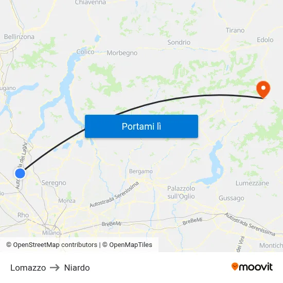 Lomazzo to Niardo map