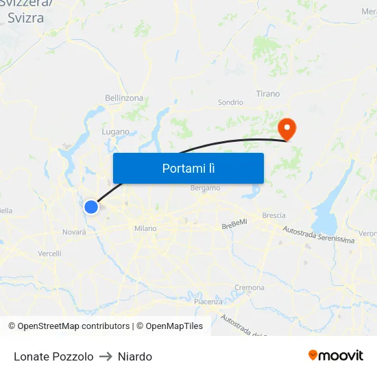 Lonate Pozzolo to Niardo map