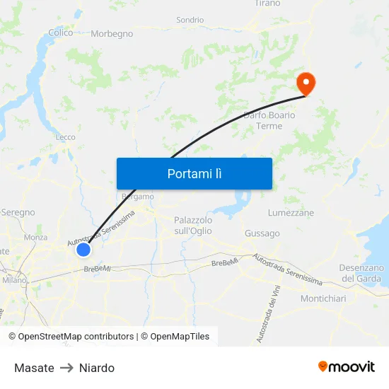 Masate to Niardo map