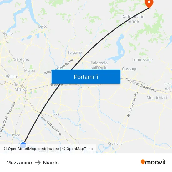 Mezzanino to Niardo map