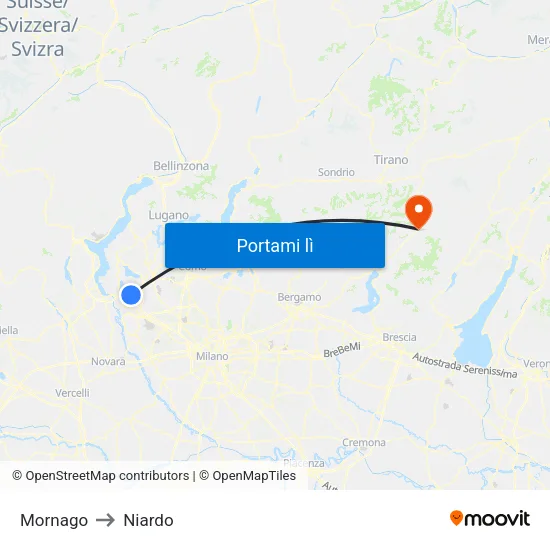 Mornago to Niardo map