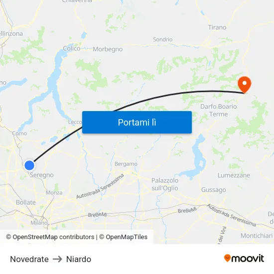 Novedrate to Niardo map
