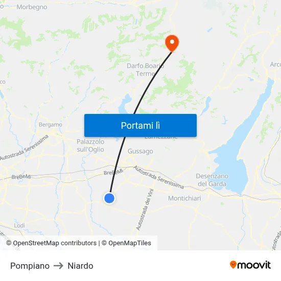 Pompiano to Niardo map