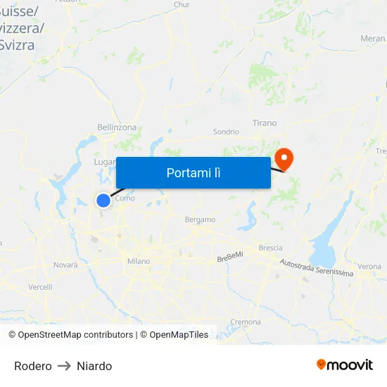 Rodero to Niardo map