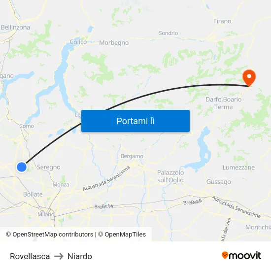 Rovellasca to Niardo map