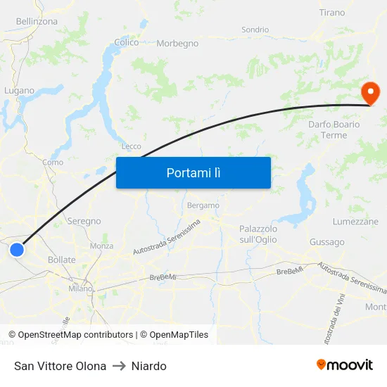 San Vittore Olona to Niardo map