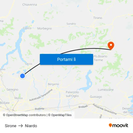 Sirone to Niardo map