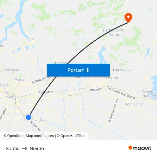 Sordio to Niardo map