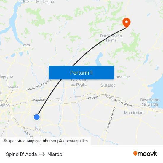 Spino D' Adda to Niardo map