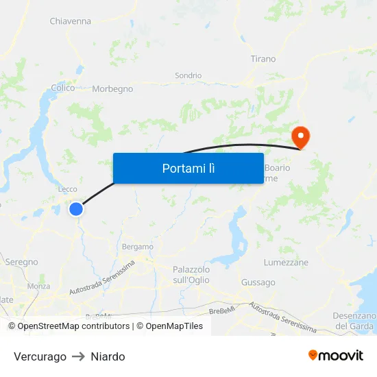 Vercurago to Niardo map